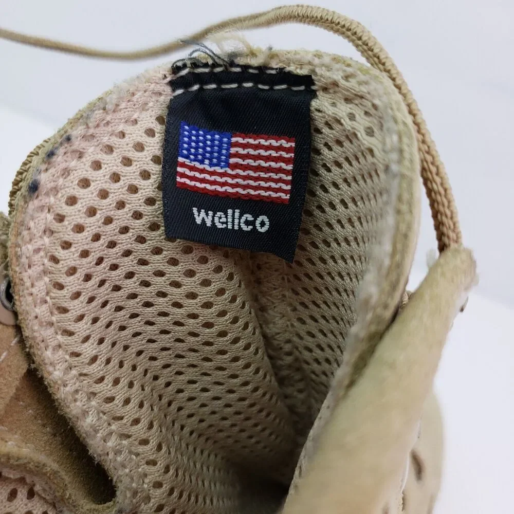 Wellco Mens Size 6.5 Desert Tan Lace Up USA Made Military Combat Boots 18/08/045